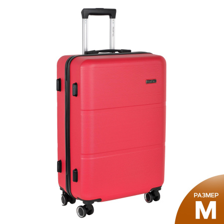 Чемодан М пластик средний Р612 (3-ой) 24" (Красный)